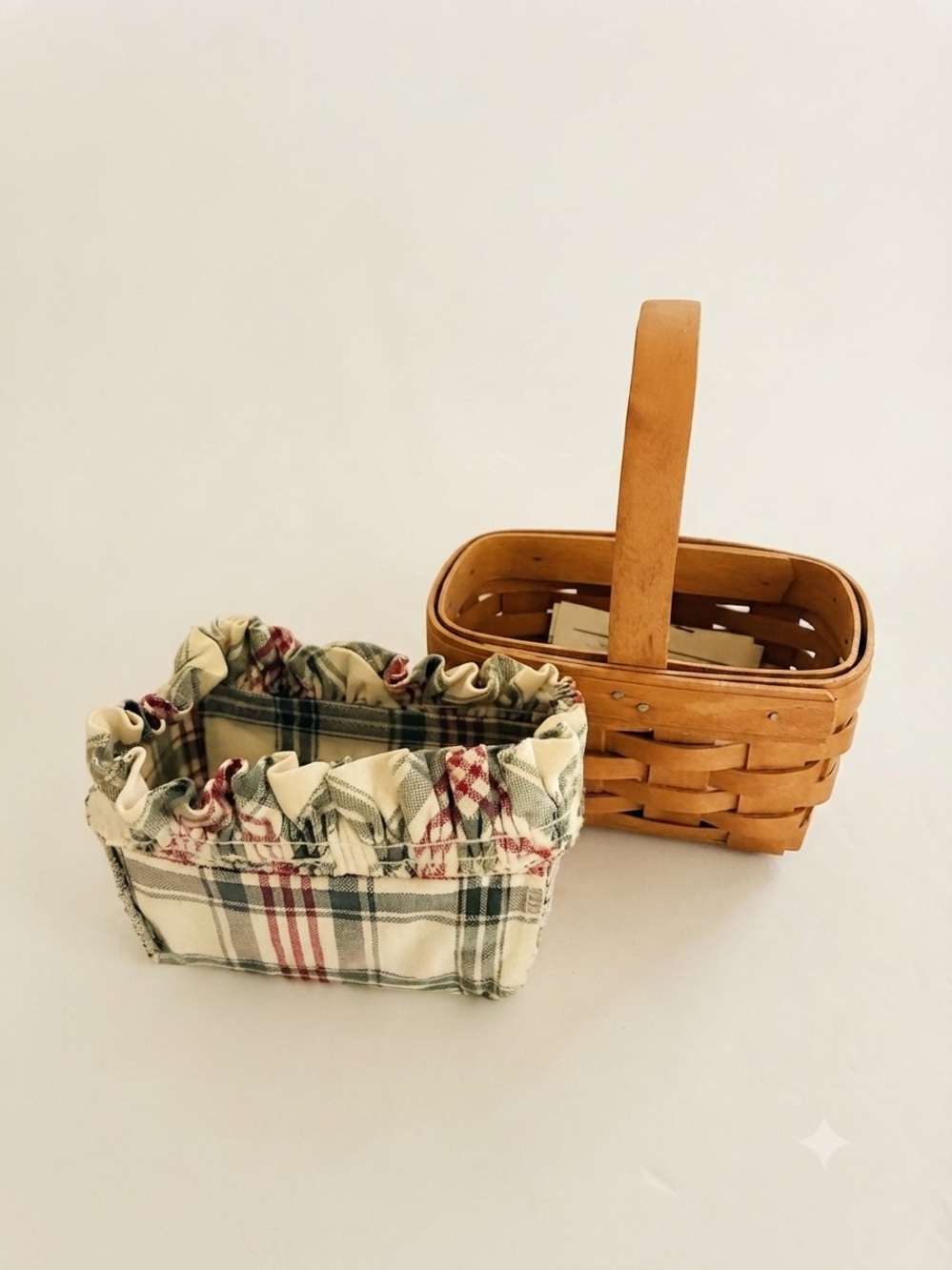 Longaberger Horizon of HopeBasket with Plaid Fabric Liner and Protecor
